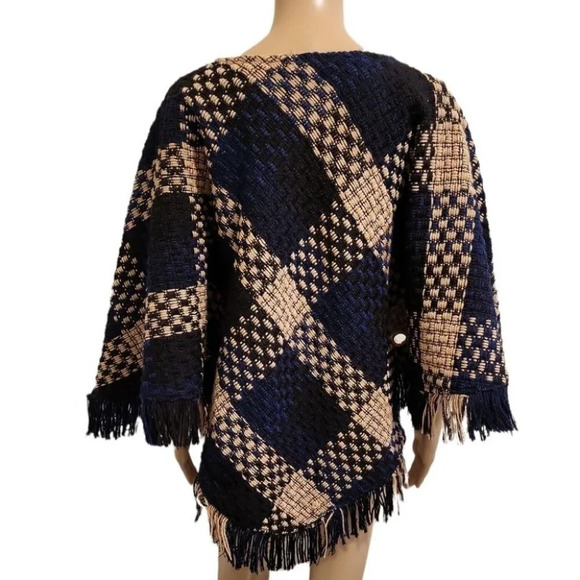 Jenny T New York Women's Knit Poncho w/Silk Tie (Size M) - Picture 3 of 6